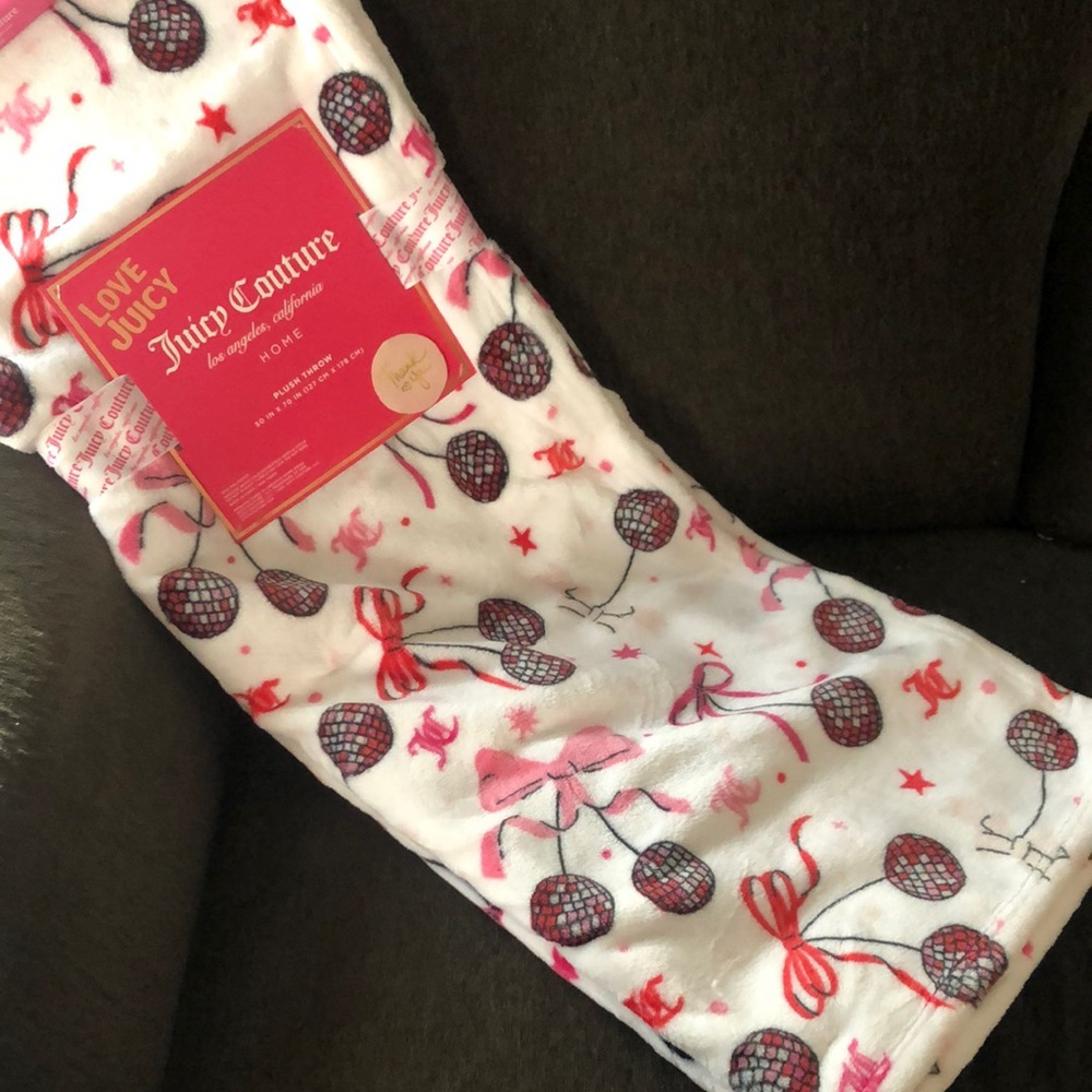 Juicy Couture DISCO BALL and BOW Design Plush Throw Blanket